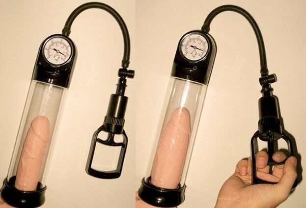 Vacuum pump in action - penis enlargement process